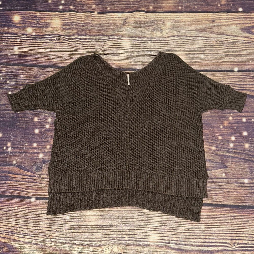 Women’s Free People Cozy Cat Soot Brown Oversized Sweater. XS. EUC.